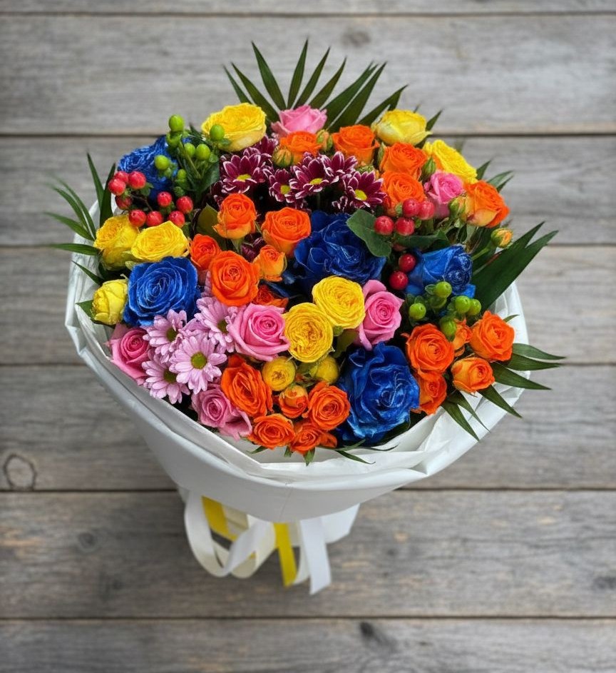 Букет цветов из: Розы и Хризантемы в Козино