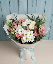 Букет цветов из:  Розы, Лизиантусы и Хризантемы #REPLACE_PRED# Козино