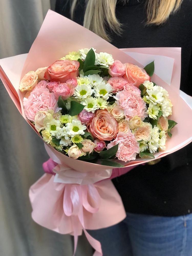 Букет цветов из: Гвоздики, Розы и Хризантемы в Козино