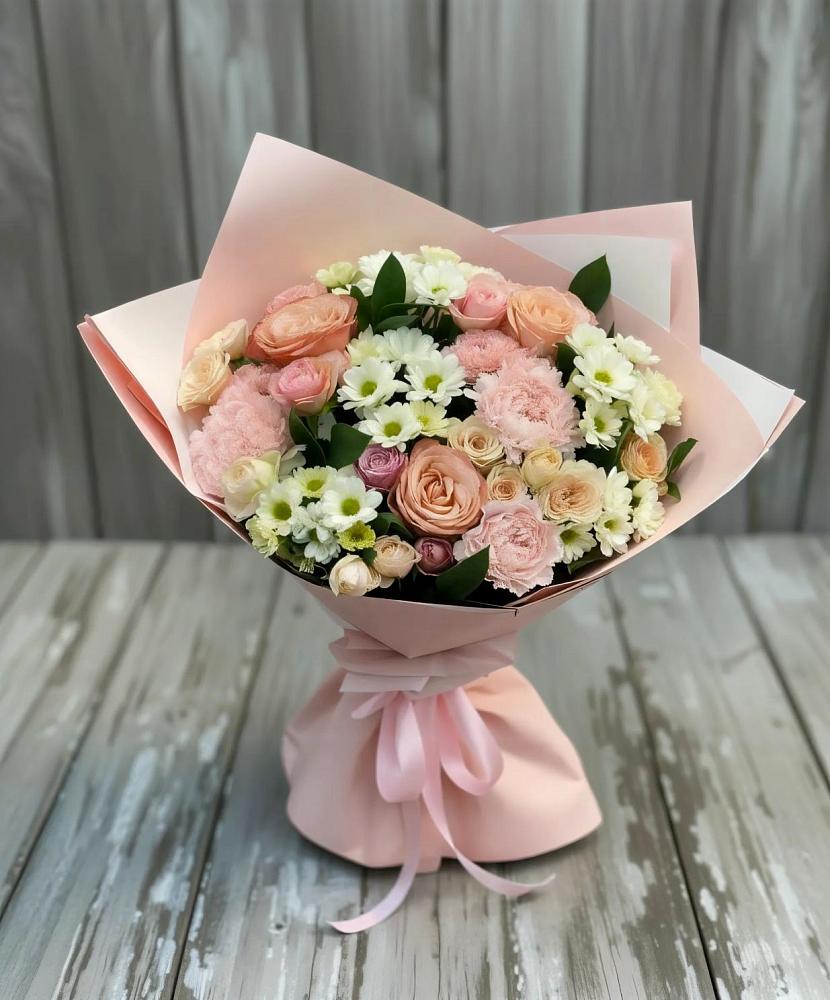 Букет цветов из: Гвоздики, Розы и Хризантемы в Козино