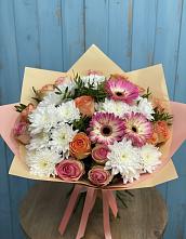 Букет цветов из:  Розы, Герберы и Хризантемы в Козино