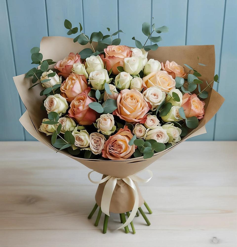 Букет цветов из: Альстромерии и Розы в Козино