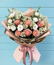 Букет цветов из:  Розы, Альстромерии и Лизиантусы в Козино