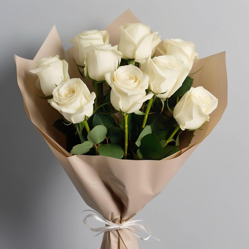 Букет 9 Белых роз Эдлесс Лав в Козино