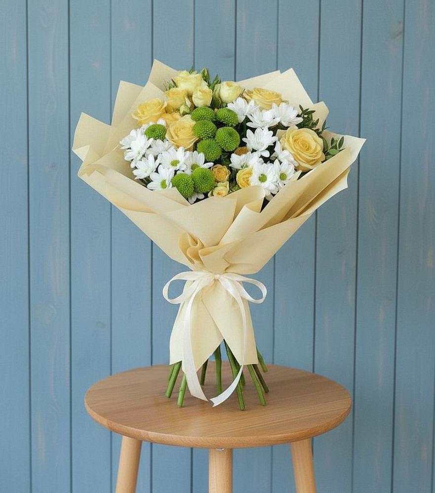 Букет цветов из: Хризантемы и Розы в Козино