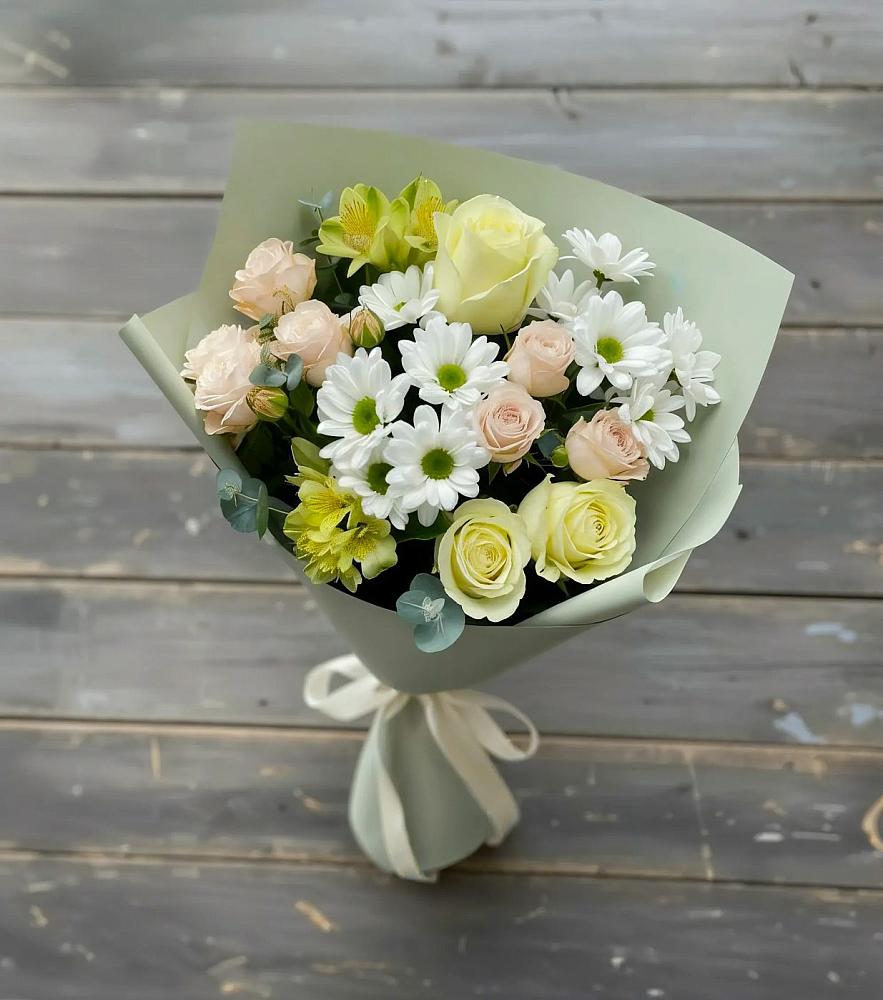 Букет цветов из: Альстромерии, Розы и Хризантемы в Козино