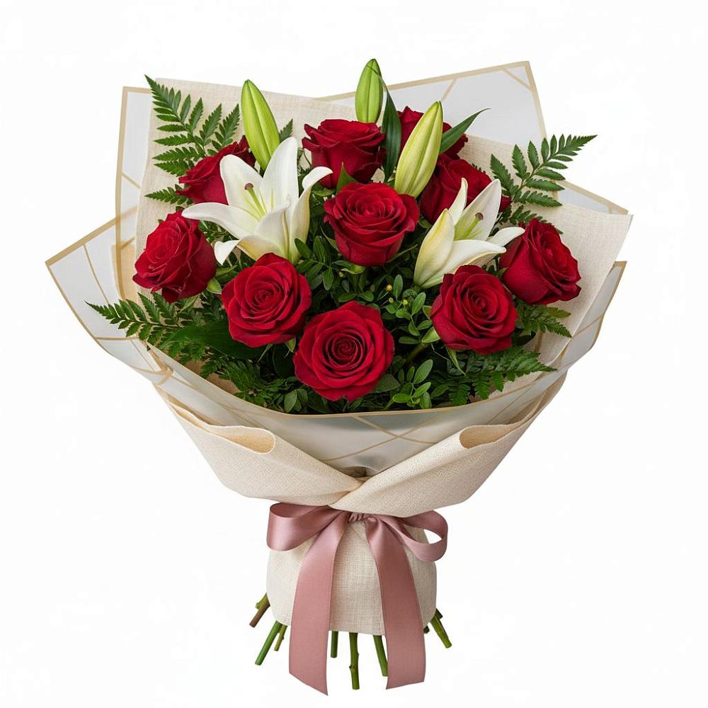 Букет цветов из: Лилии и Розы в Козино