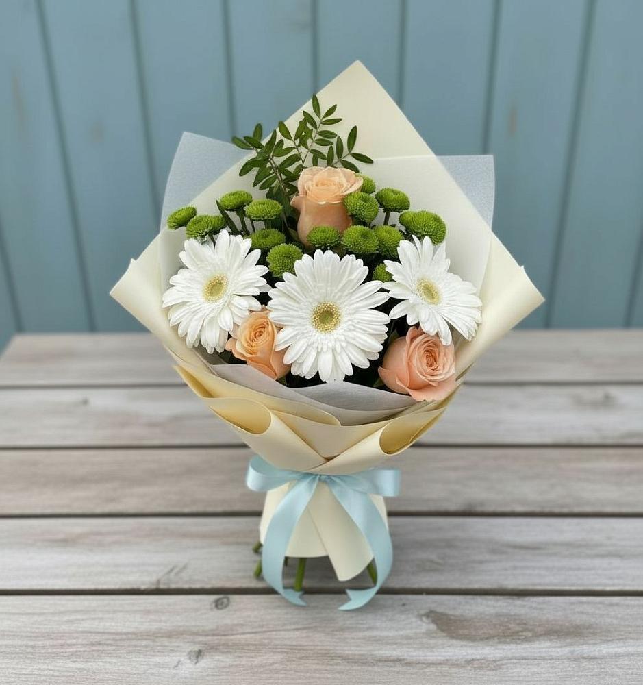 Букет цветов из: Герберы, Розы и Хризантемы в Козино