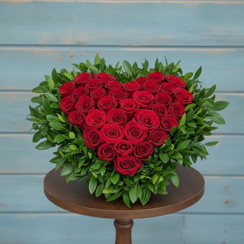 Цветочная композиция из Розы в виде сердца в Козино