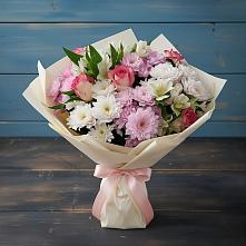 Букет цветов из:  Хризантемы, Альстромерии и Розы в Козино