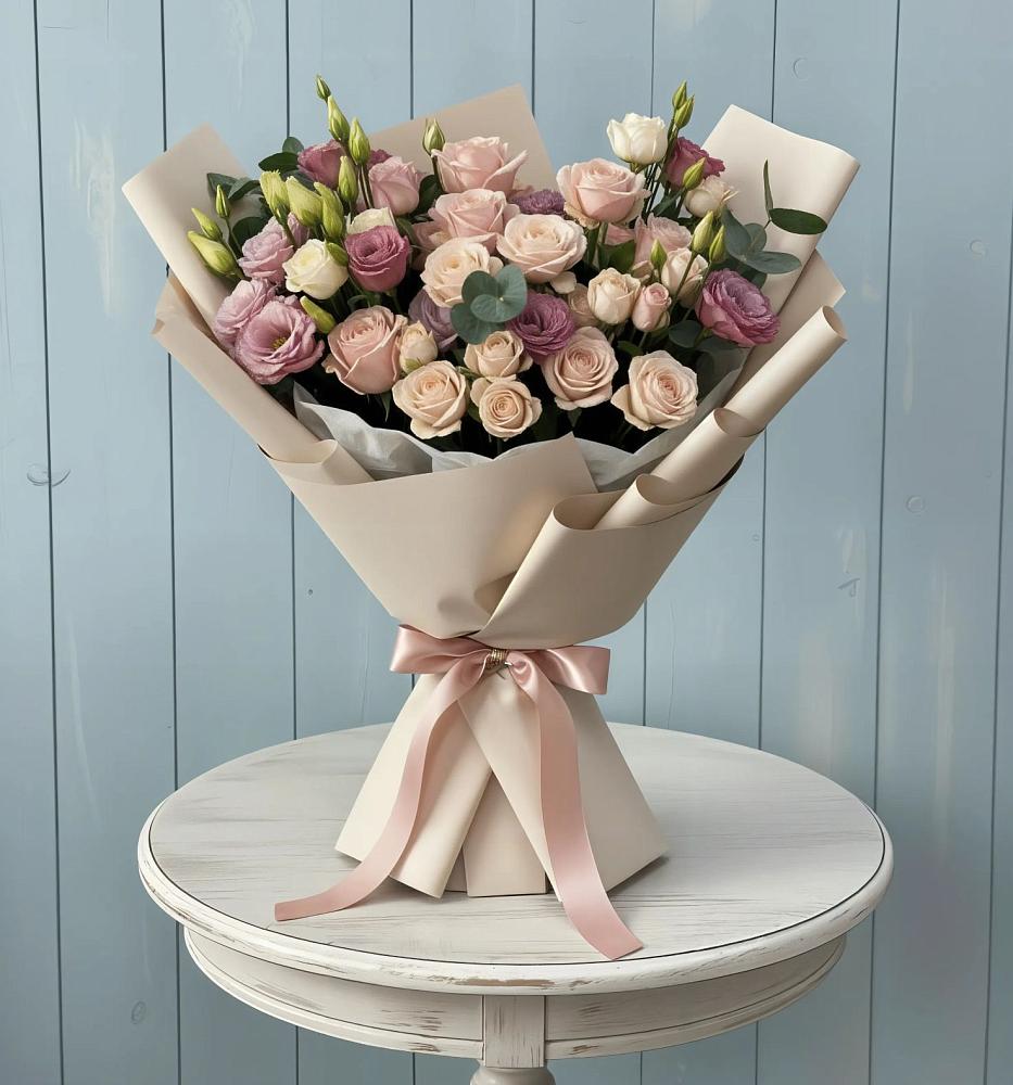 Букет цветов из: Розы и Лизиантусы в Козино