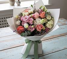 Букет цветов из:  Розы, Лизиантусы и Гвоздики в Козино