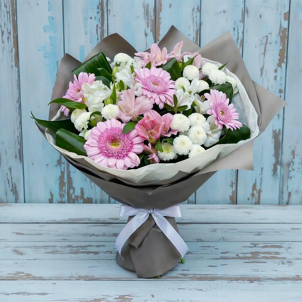 Букет цветов из: Герберы, Альстромерии и Хризантемы в Козино