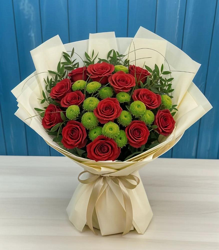 Букет цветов из: Розы и Хризантемы в Козино