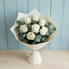 Букет Белые розы в Эвкалипте #REPLACE_PRED# Козино