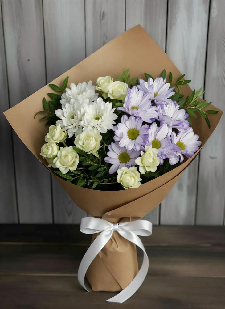 Букет цветов из: Хризантемы и Розы в Козино